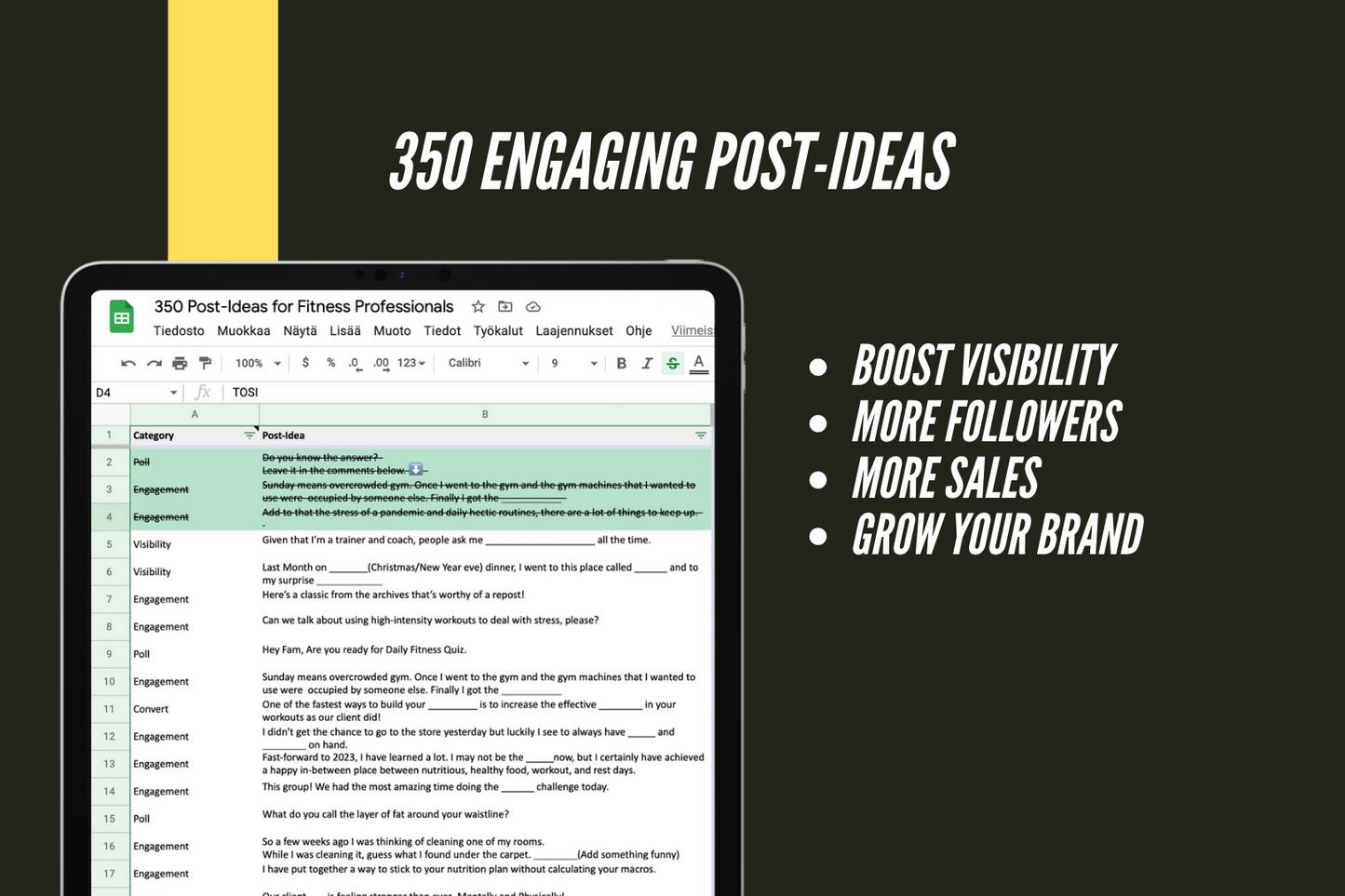 350 Post-Ideas for Fitness Professionals