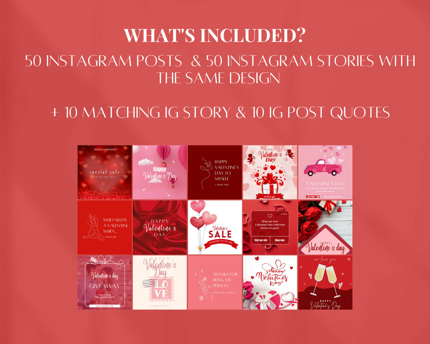 120 Valentines Day Red Instagram Social Media Templates