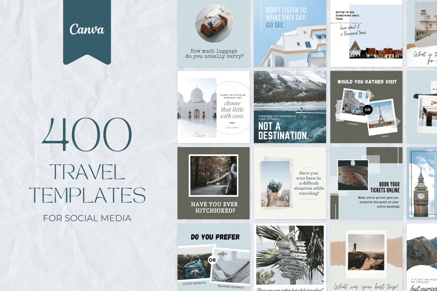 Travel Agency Bundle With 400 Travel Templates For Social Media