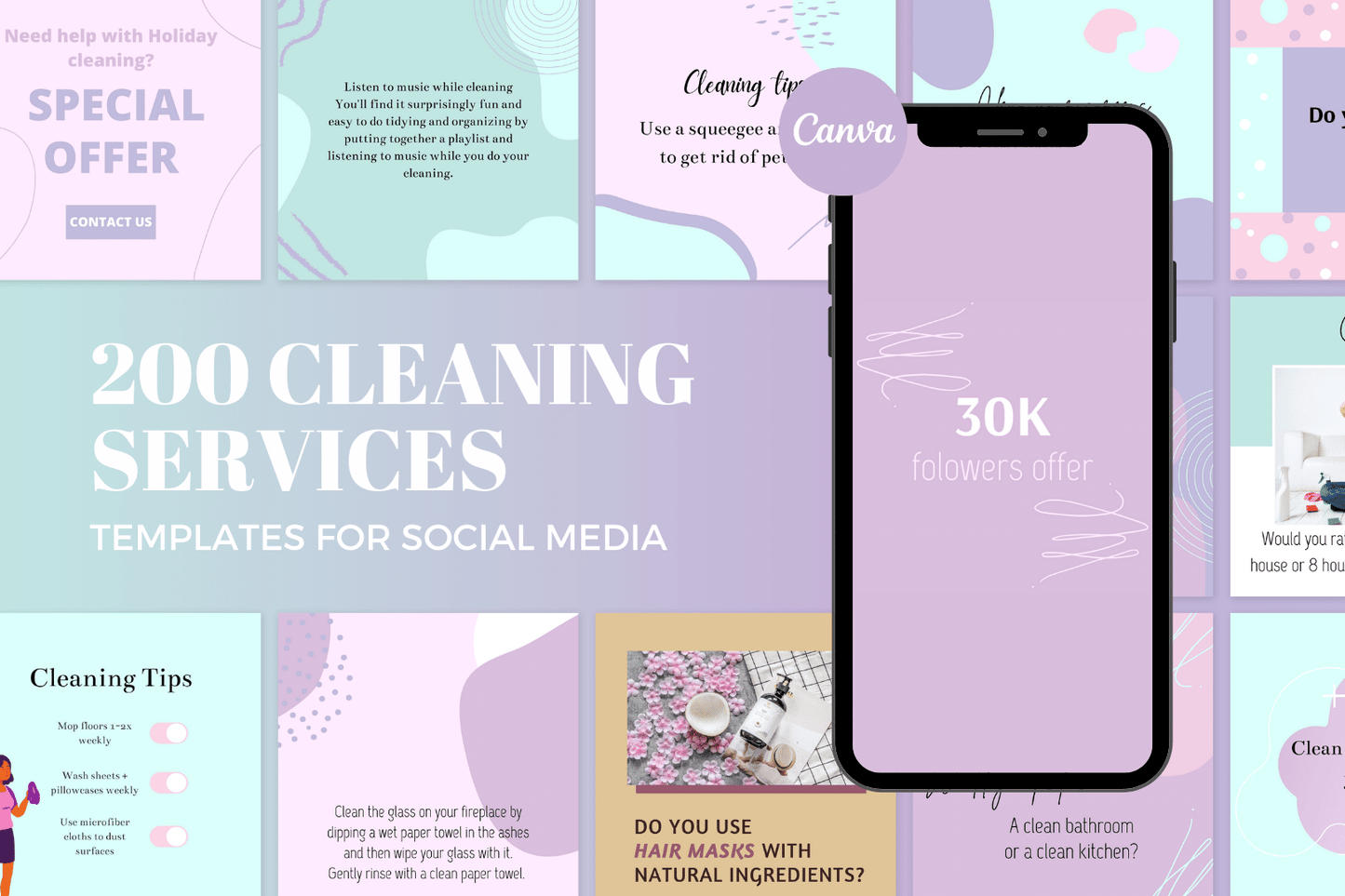 200 Cleaning Services Templates for Social Media