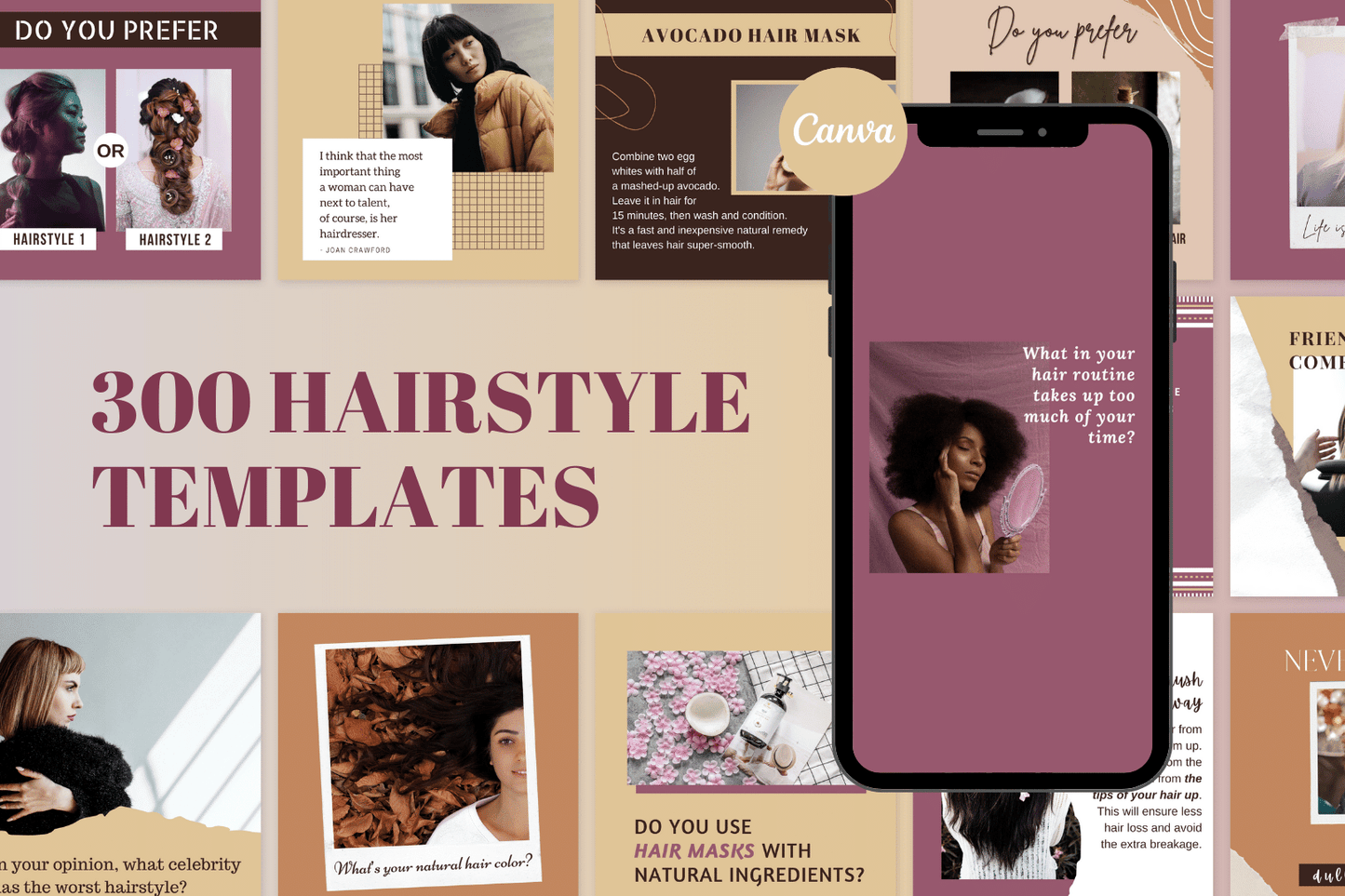 300 Hairstyle Templates for Social Media