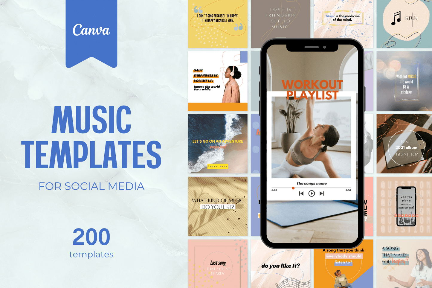 200 Music Templates for Social Media