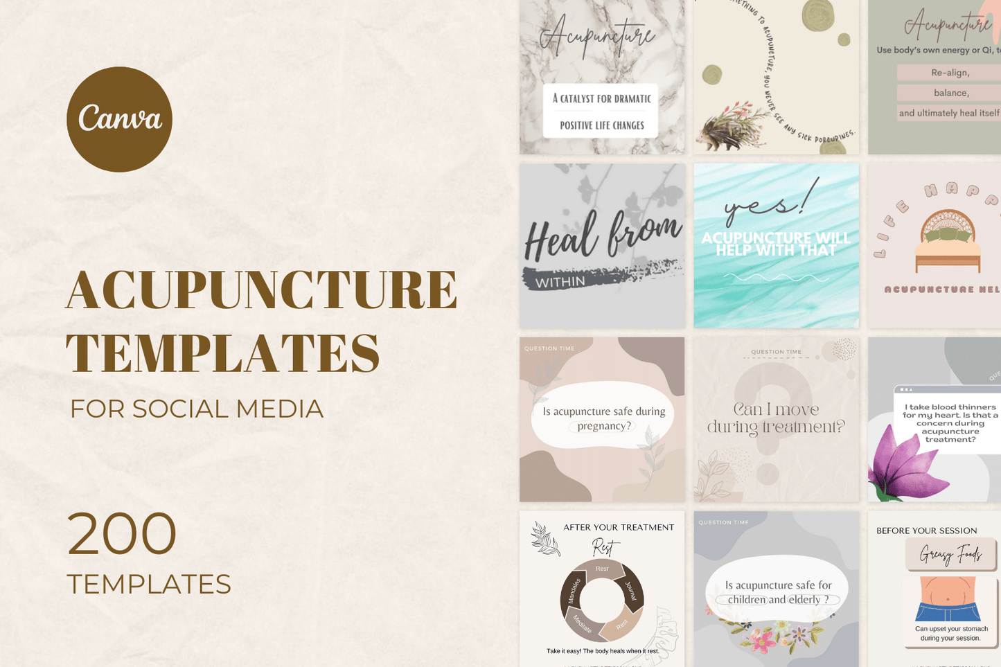 200 Acupuncture Templates for Social Media