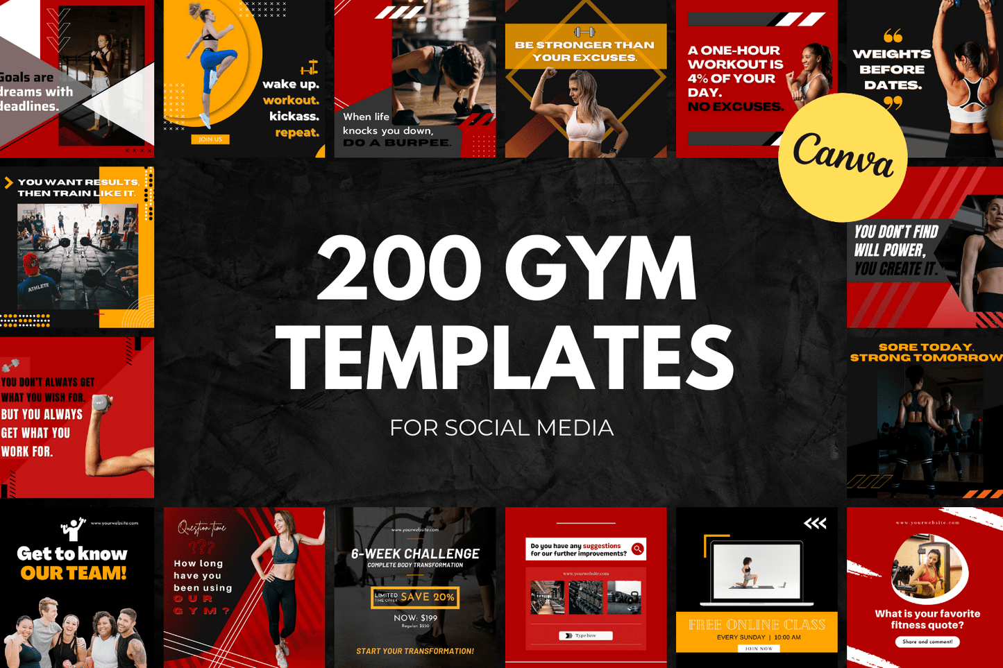 200 Gym Templates for Social Media
