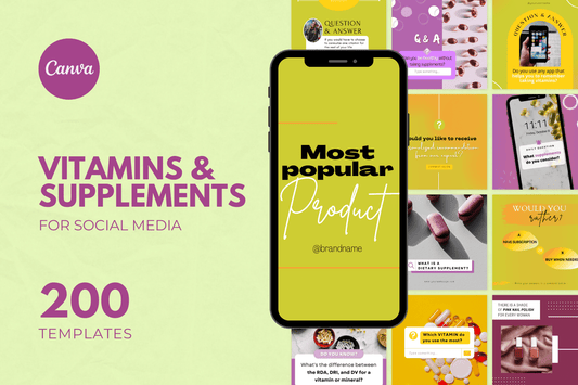 200 Vitamins & Supplements Templates for Social Media
