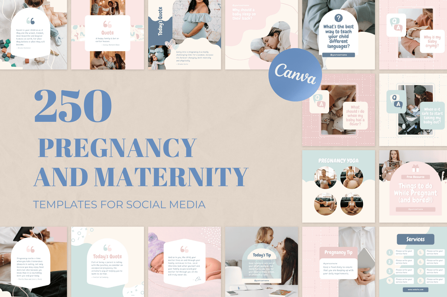 250 Pregnancy and Maternity Templates for Social Media