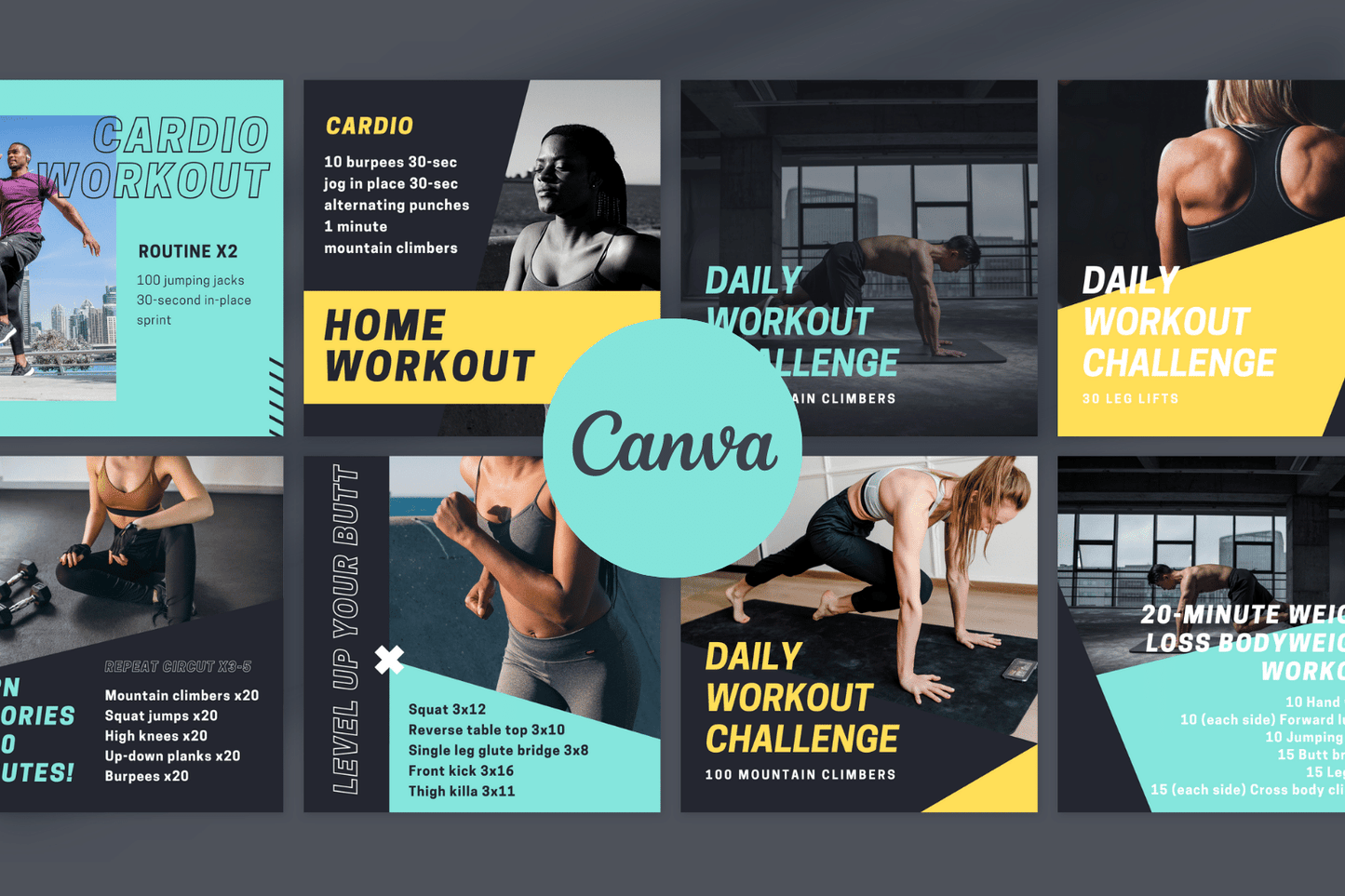 200 Home Workout Templates For Social Media