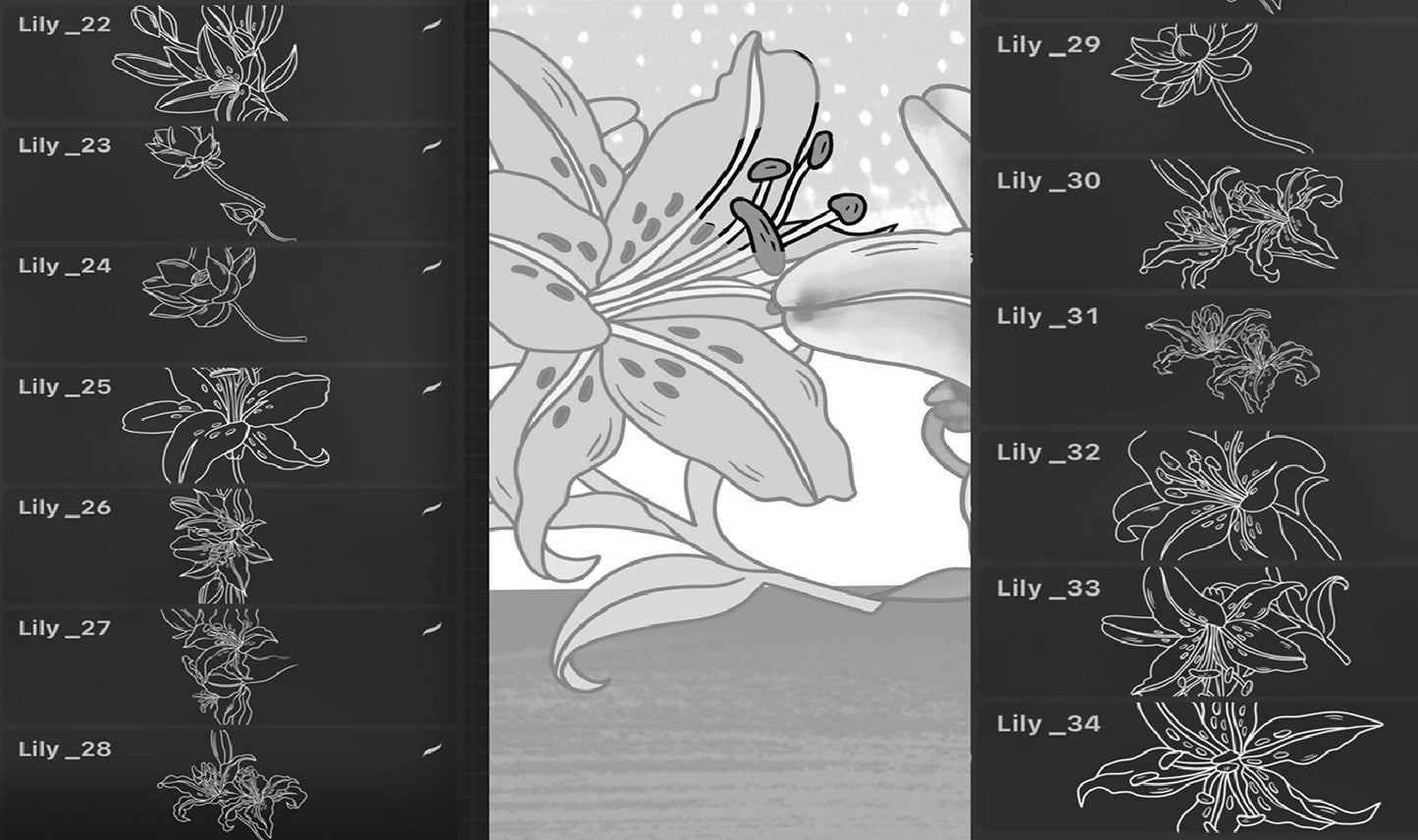 34 LILY STAMP BRUSHES FOR PROCREATE