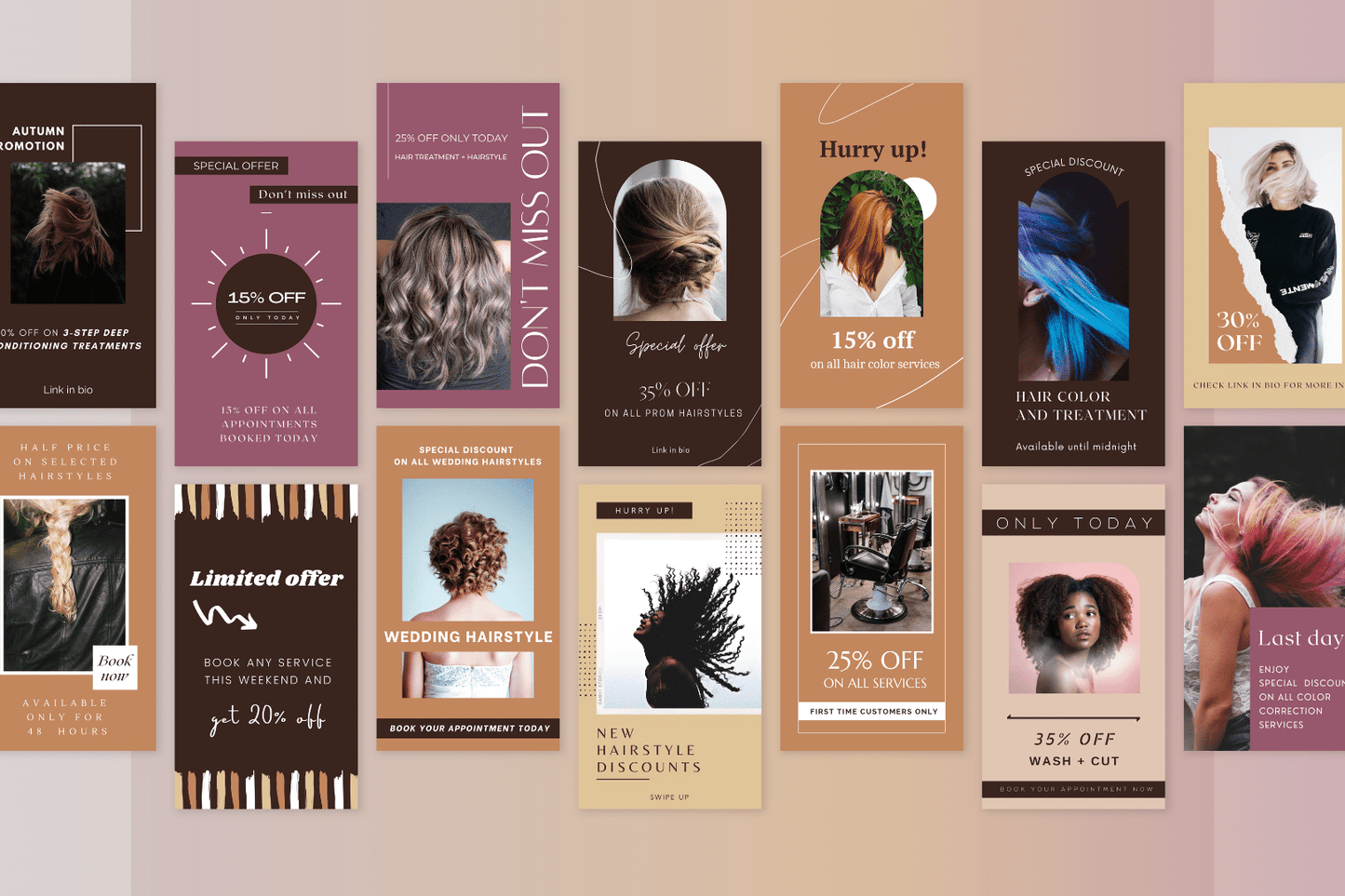 50 Sales + Promotional Hairstyle Stories Templates