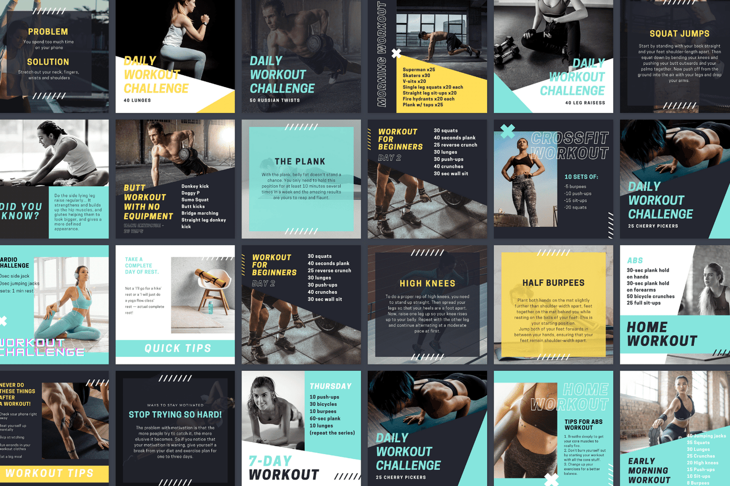 200 Home Workout Templates For Social Media