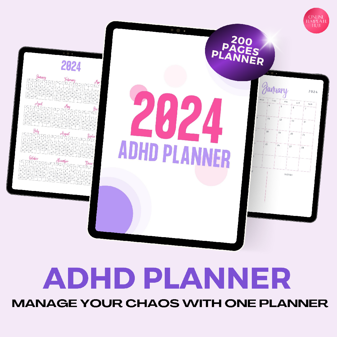 2024 ADHD Planner | ADHD Digital Planner PDF | ADHD Special 2024 Planner