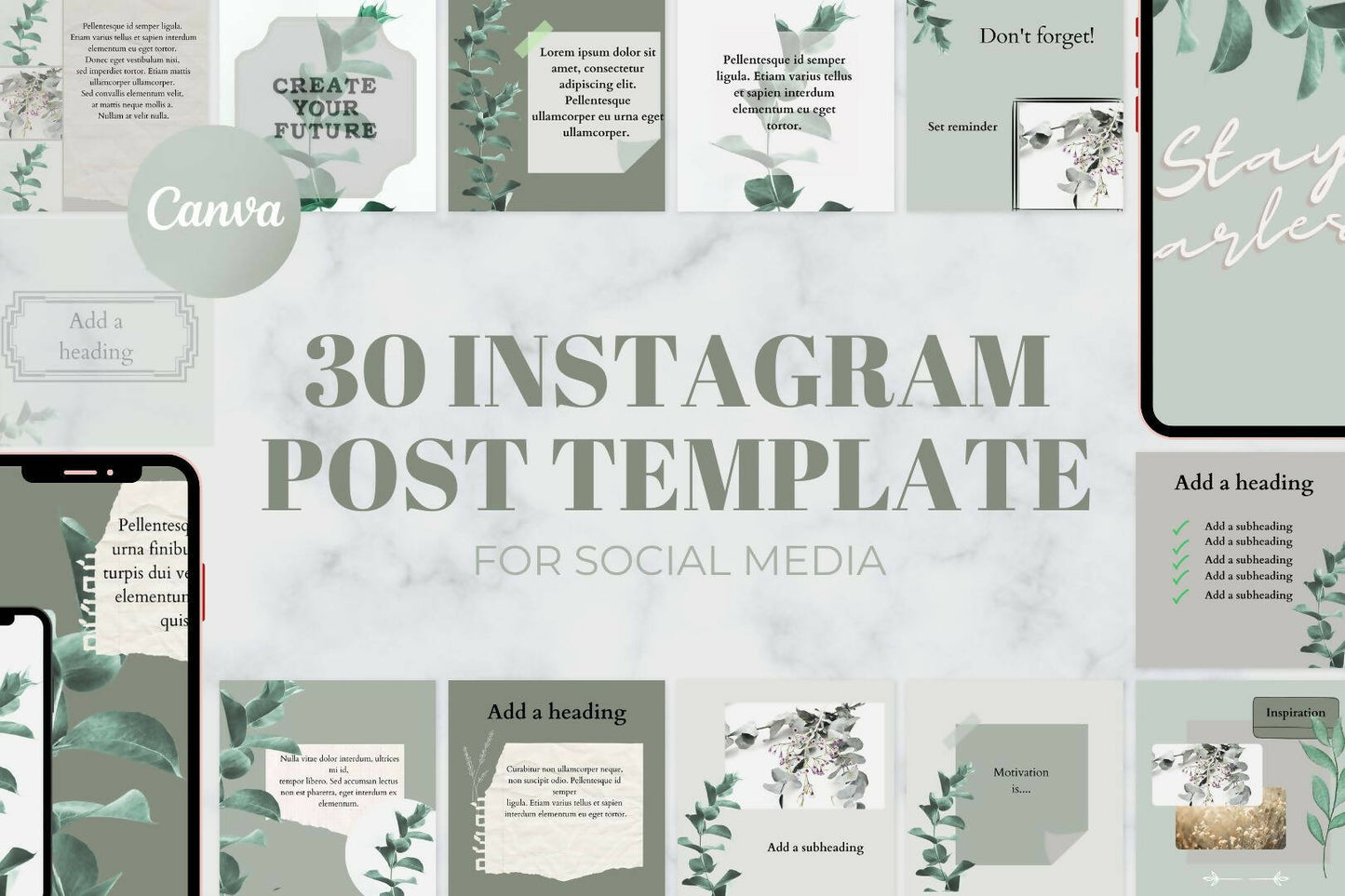 30 Instagram post template green theme