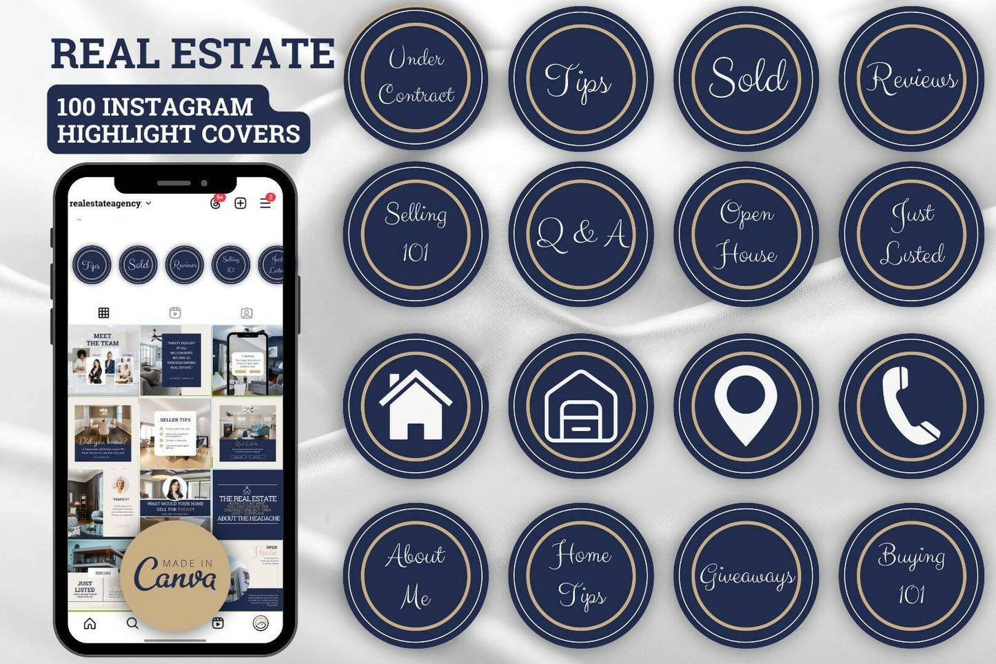 100 Real Estate Instagram Story Highlight Covers Bundle