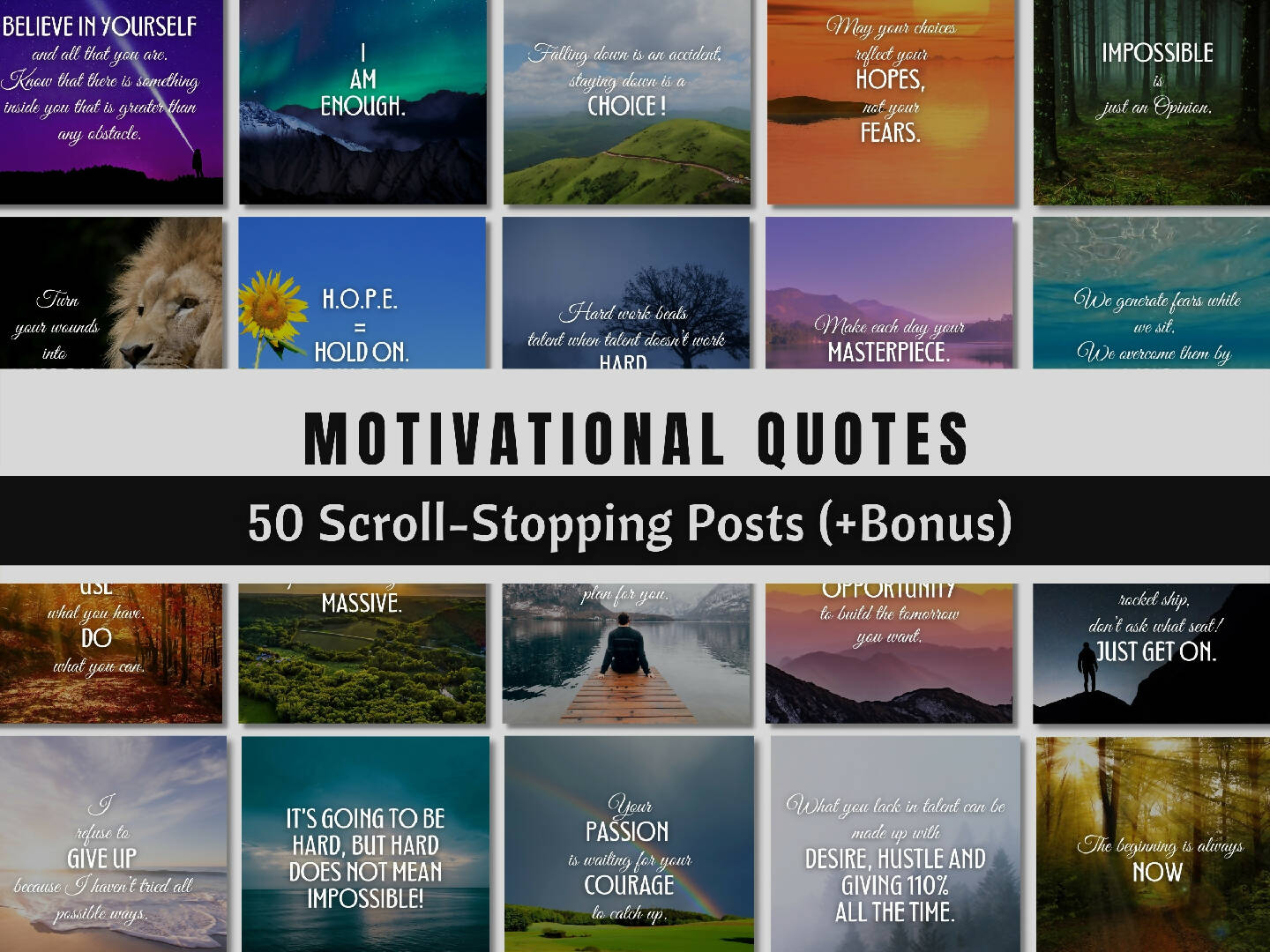 50 Motivational Quote Templates for Instagram | inspirational quotes social media | motivational quotes instagram | editable quote canva