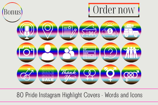 80 Pride Instagram Highlight Covers Progress Flag LGBTQ Trans Bi Lesbian Pan