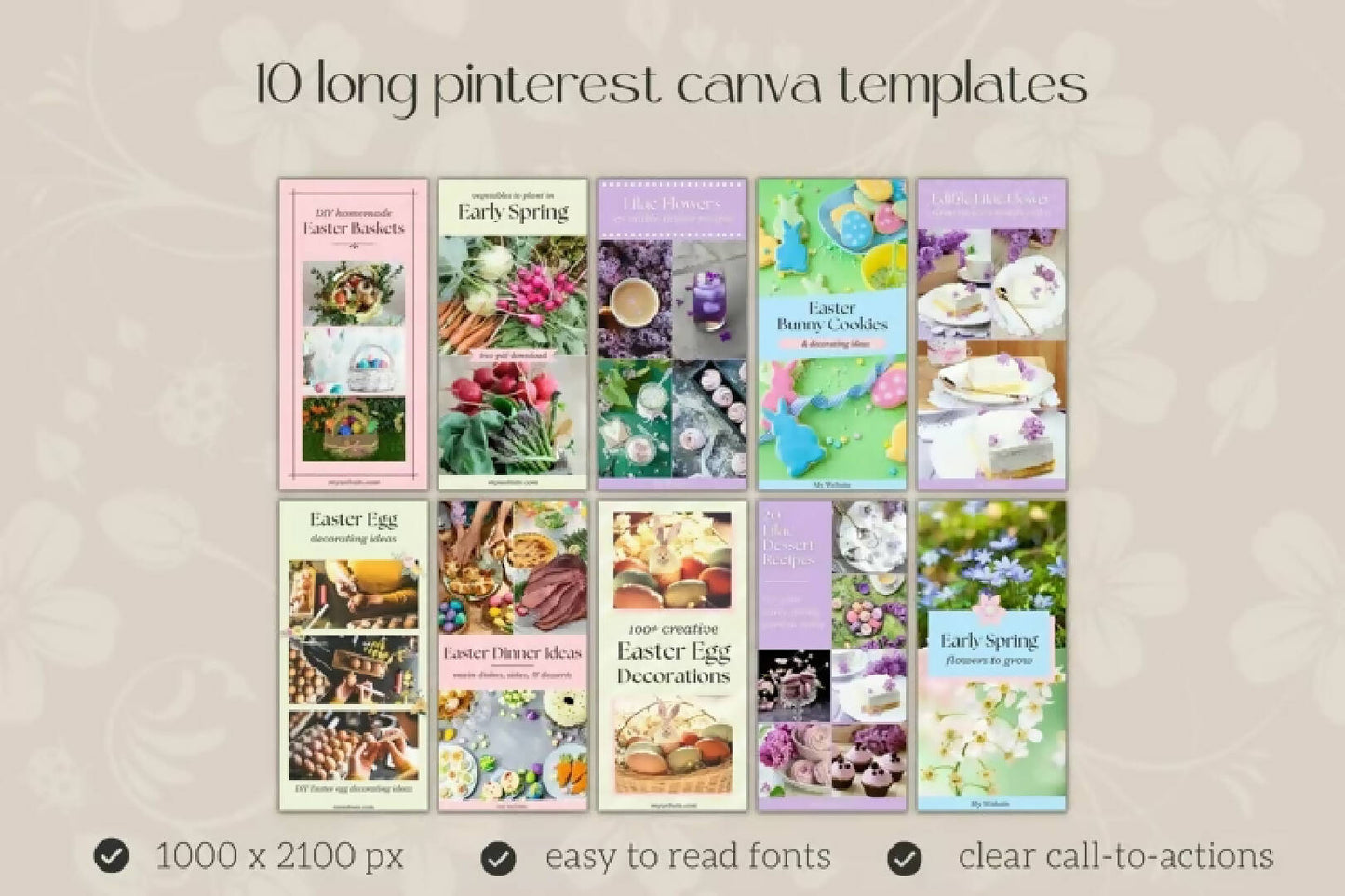 Spring Canva Pinterest Templates | Pinterest Pin Templates