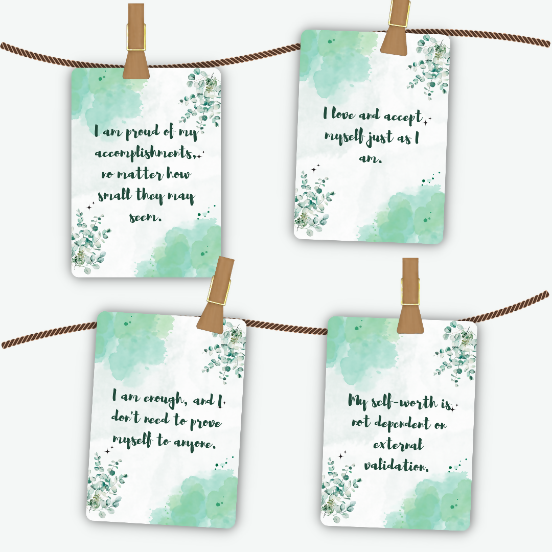 150 Self-Esteem Affirmation Card Deck with PLR/Resell Rights. Editable with Canva