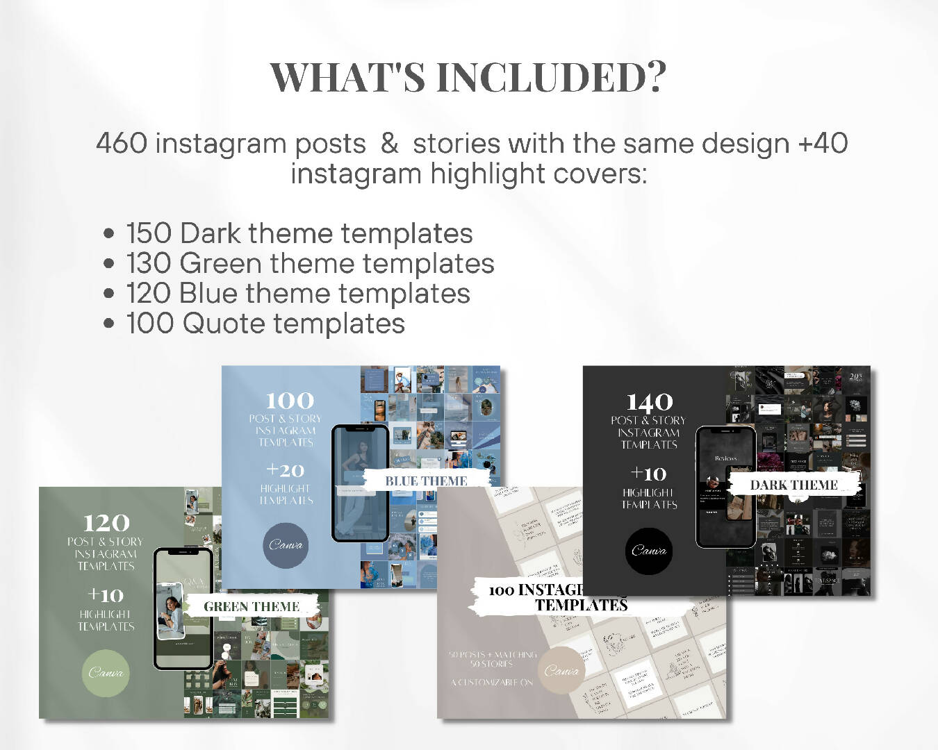 500 Instagram Social Media Templates Bundle | Dark Blue Green Quote Templates