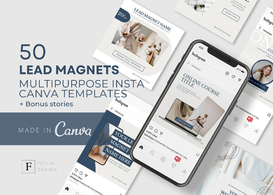 Instagram Multipurpose Canva Lead Magnet Template Bundle. Best for Coaching, Fashion, Social Media Management and Wellness.