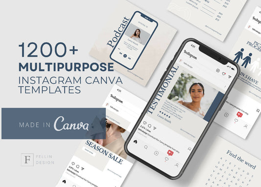1200+ Instagram Multipurpose Canva Posts Template Bundle. Best for Coaching, Fashion and Wellness.