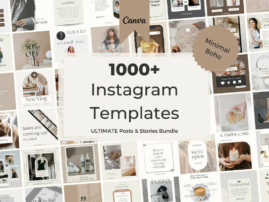 1000 Instagram Templates - Minimal - Instagram Canva Templates - Instagram Content, Post, Stories Templates