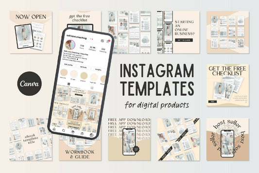 60 Canva Instagram Templates for Digital Products - Sand