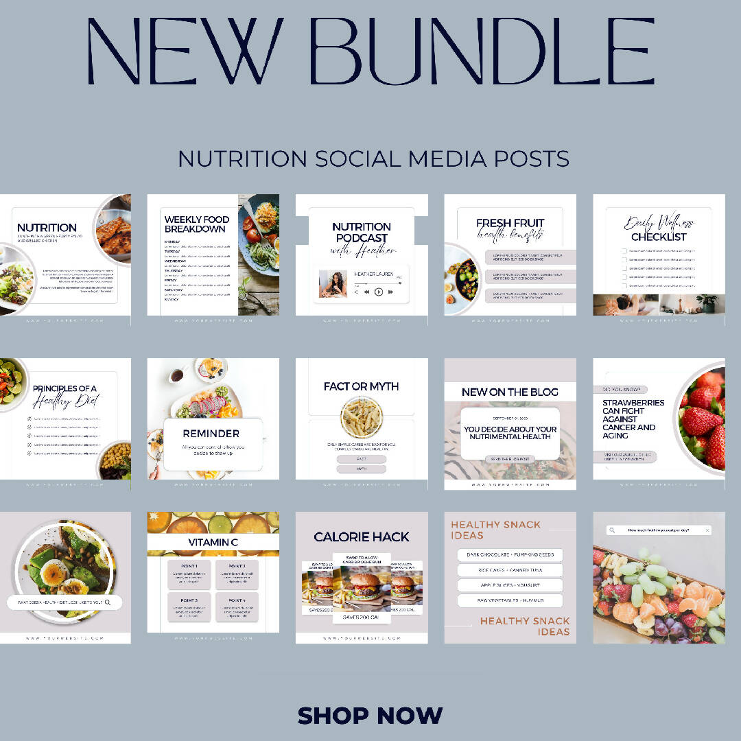 Nutrition Boost: 50 Canva Social Media Templates for Healthy Living plus FREE Eating Healthy Ebook