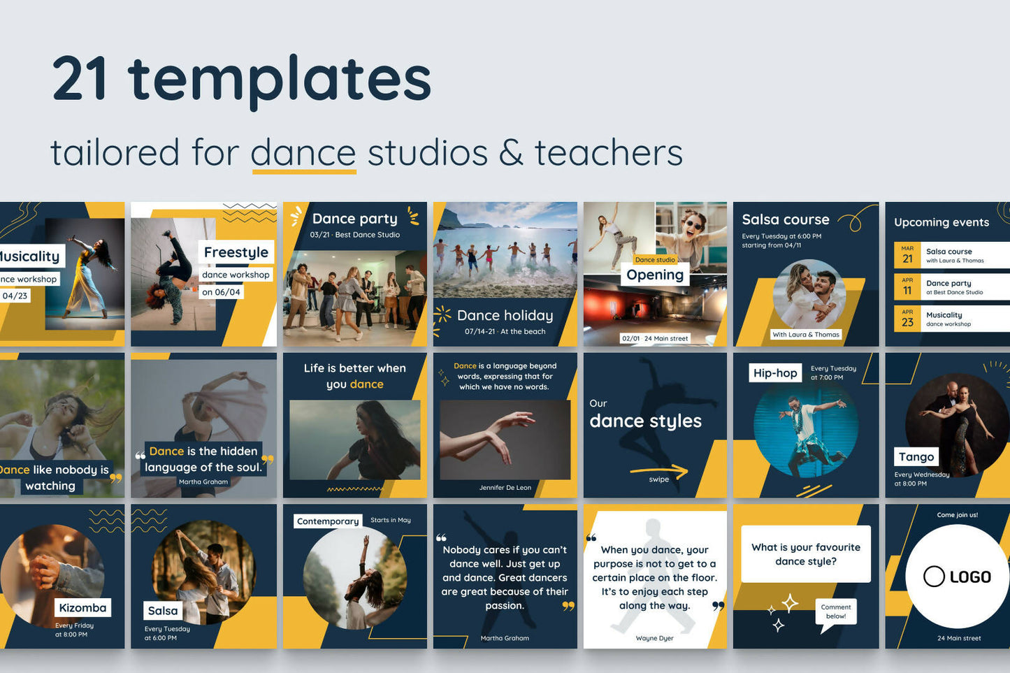 Dance Instagram Post Templates in Canva | for Dance Studios and Teachers