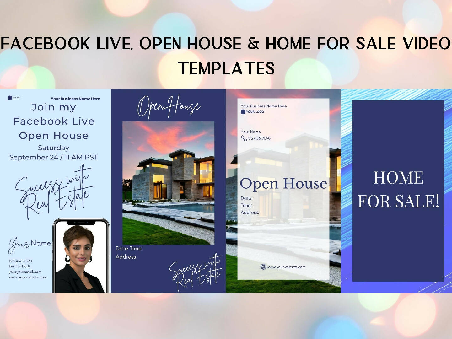 FULLY EDITABLE Facebook Real Estate Themed Canva Templates