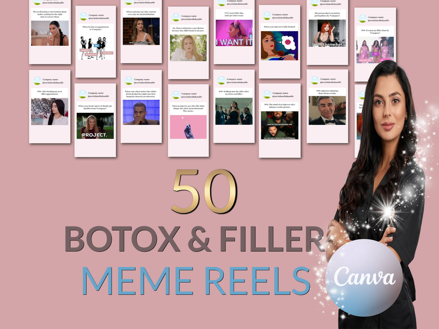 50 Botox & Filler Meme Reel or Story Templates