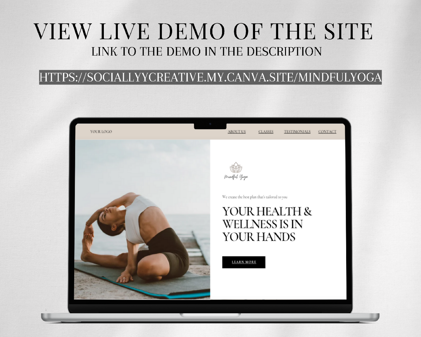 Health Wellness Website Template, One Page Yoga Website Canva Template, Coaching Website Template