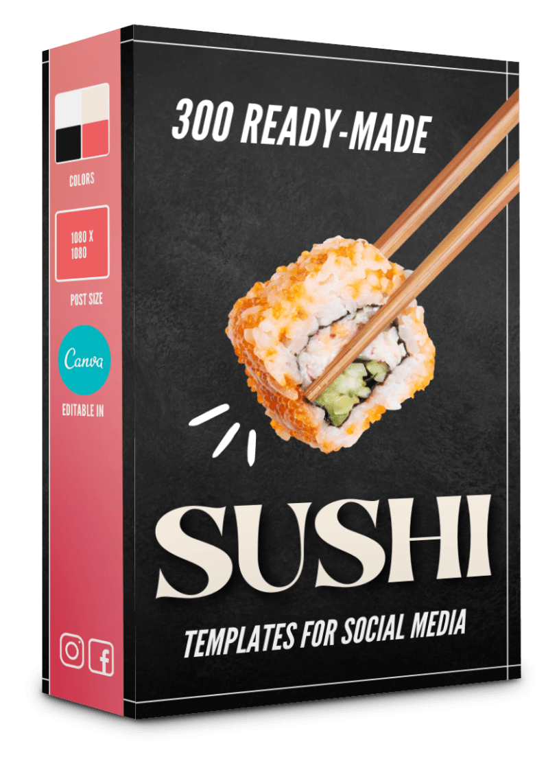 300 Sushi Templates for Social Media -90% OFF