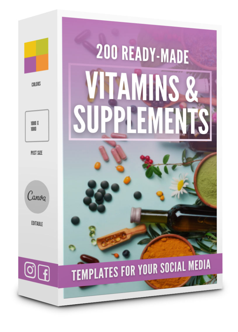 200 Vitamins & Supplements Templates for Social Media - 90% OFF