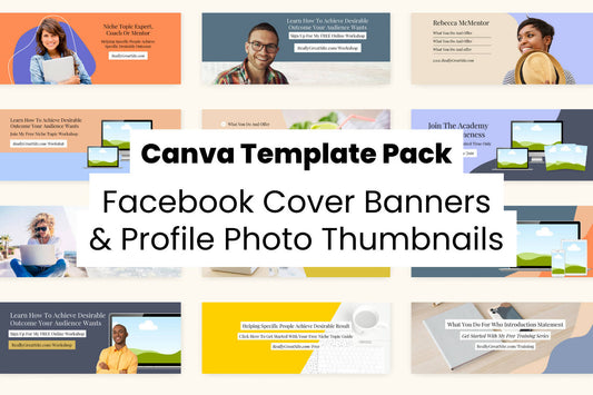 Facebook Cover Banners & Profile Photo Thumbnails Canva Template Pack