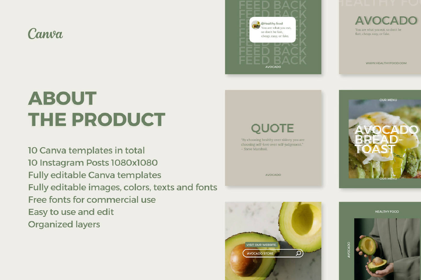 Food Restaurant Template for Instagram - Editable with Canva