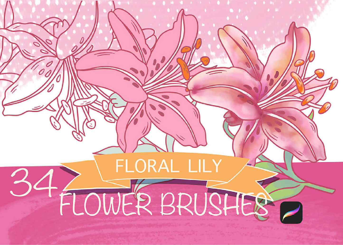 34 LILY STAMP BRUSHES FOR PROCREATE