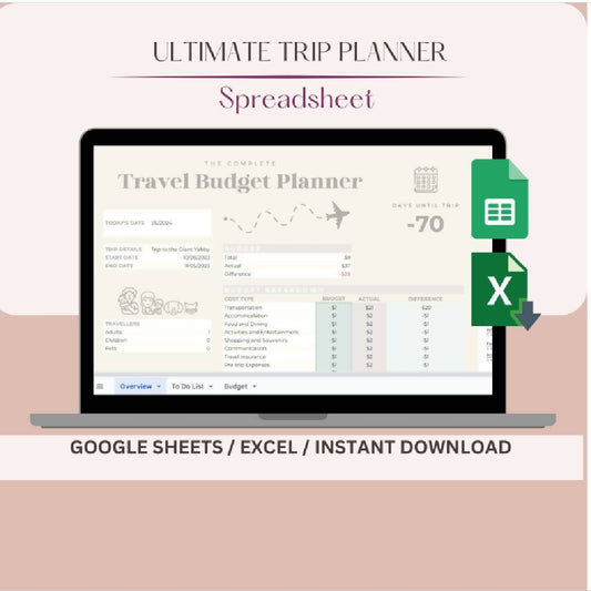 The Complete Travel Vacation Holiday Budget Planner Spreadsheet for Google Sheets