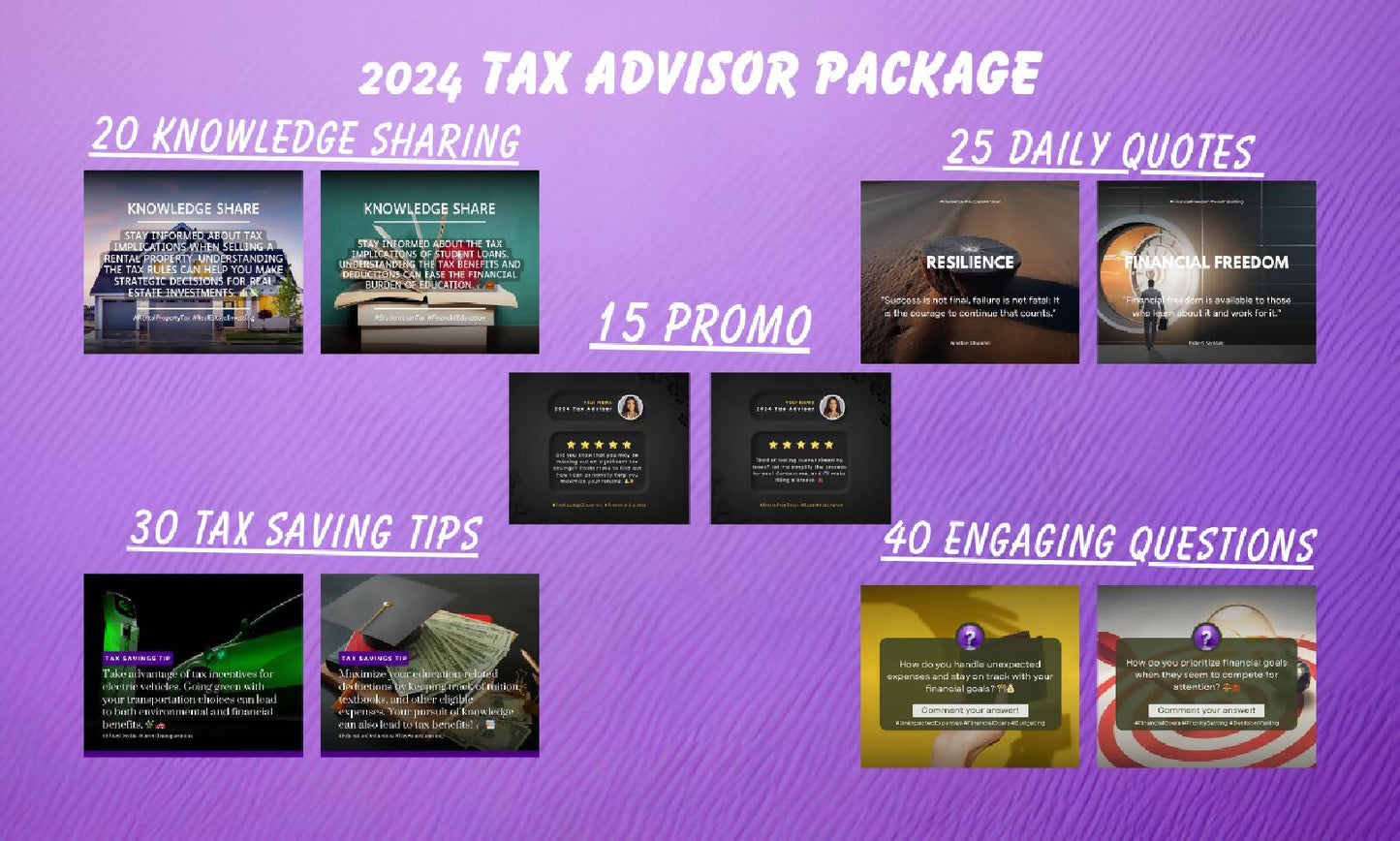 Tax Advisor Pack- Over 120 Social Media Posts