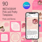 90 Canva Pink and Pretty Themed Instagram Feed & Stories| Beauty Instagram | Hair