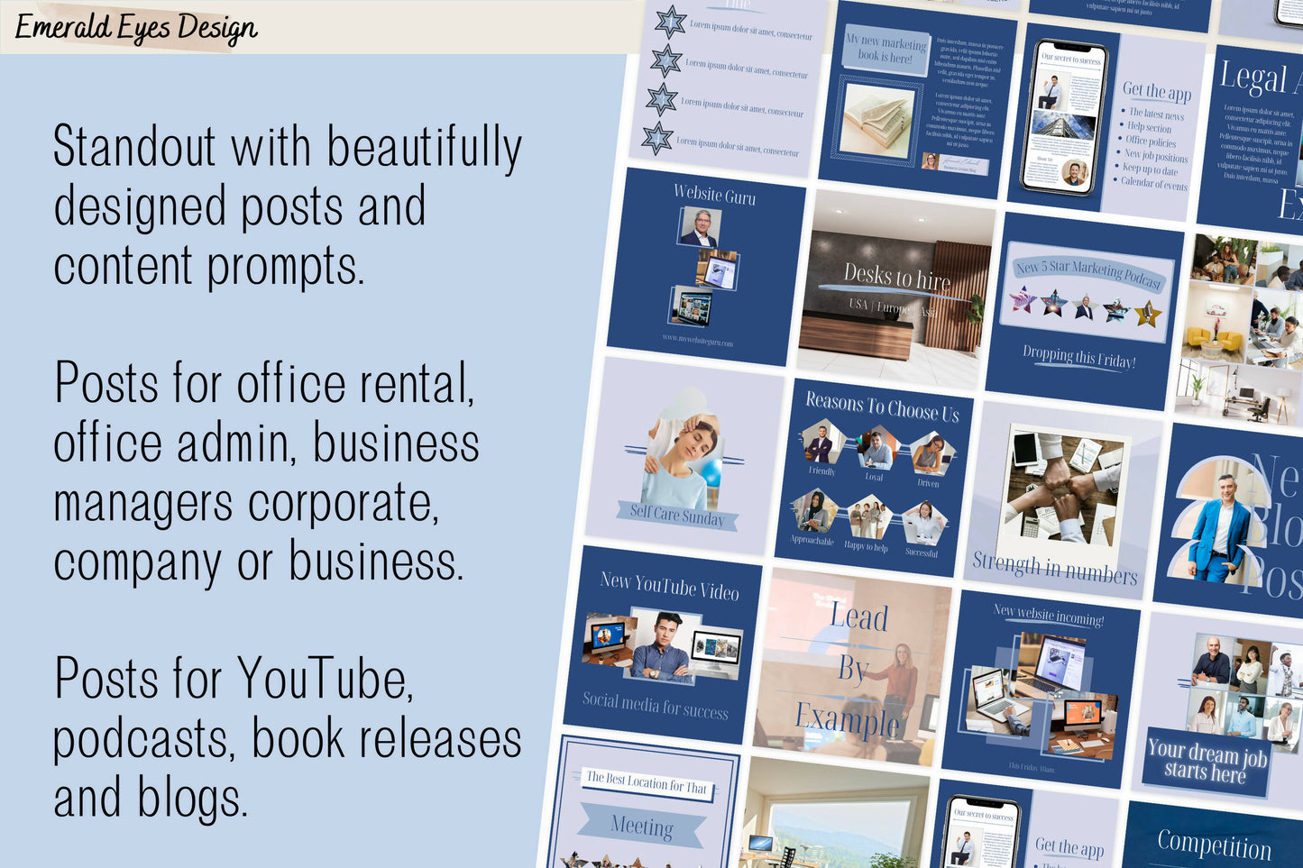 440 Canva Blue Business Corporate Office Instagram Feed & Stories Templates