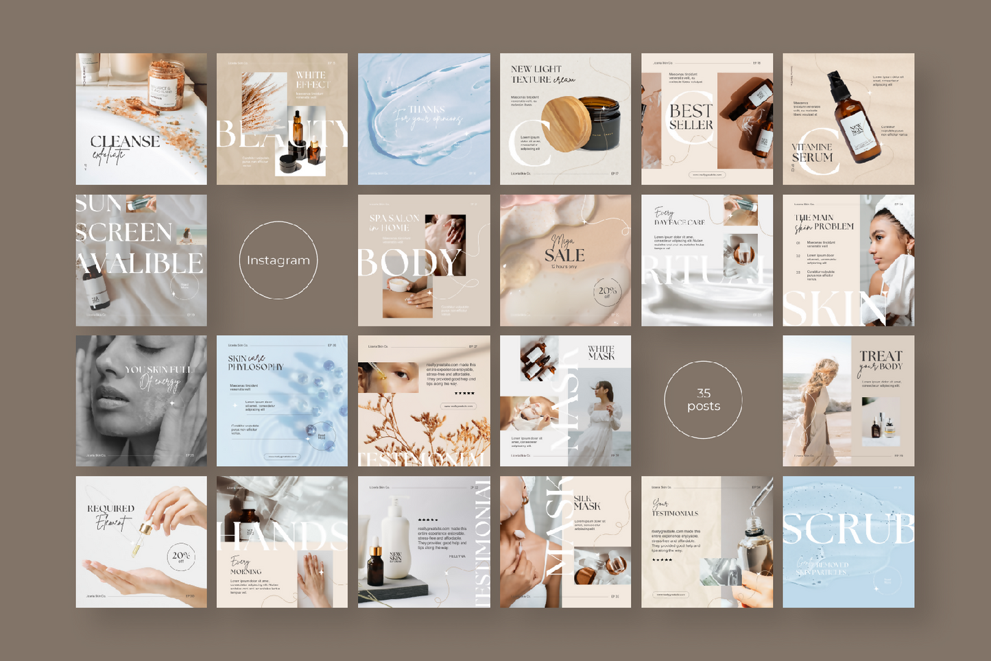 Canva 35 Square Cosmetic Brands Instagram Post Templates