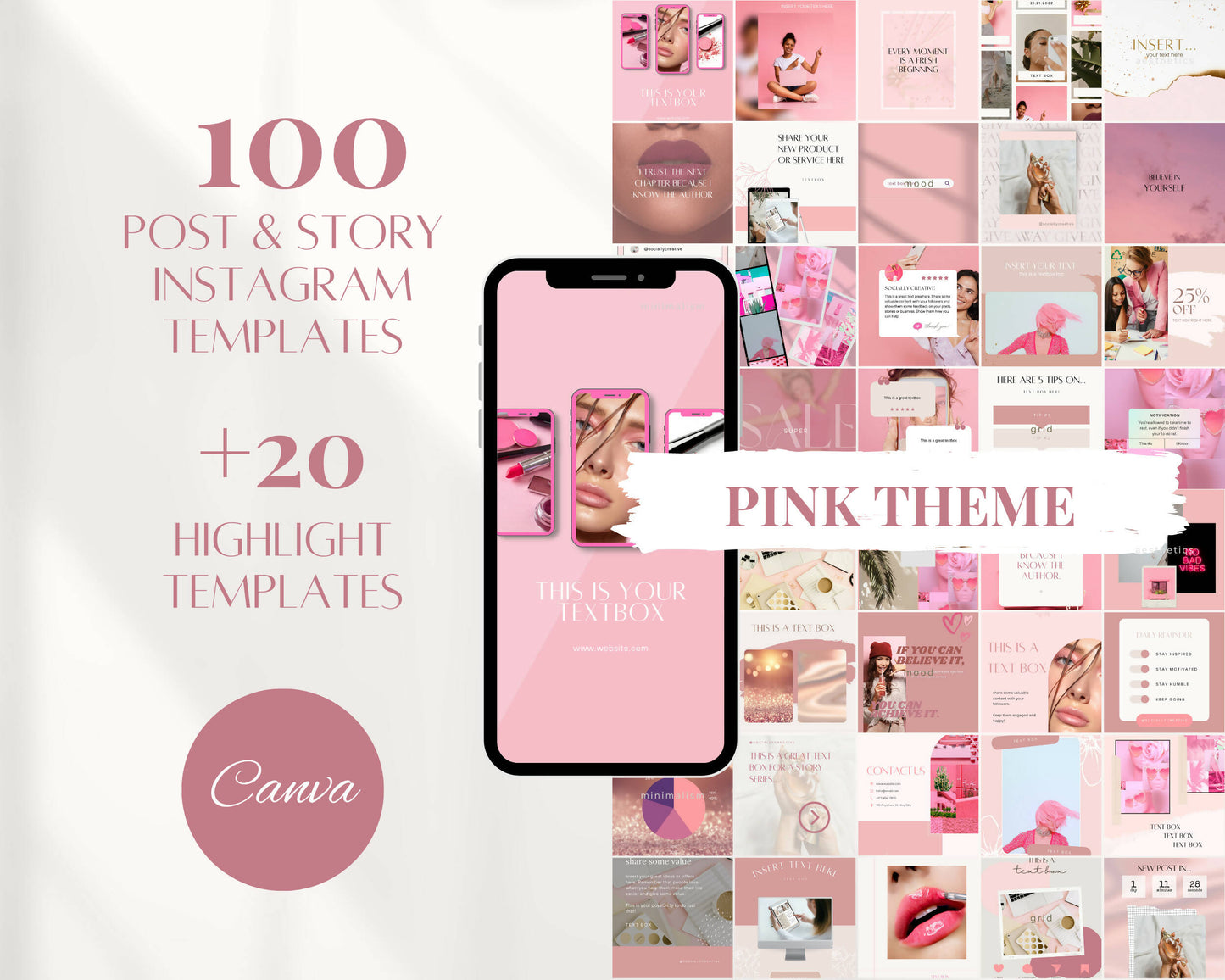 120 Pink Instagram Social Media Templates