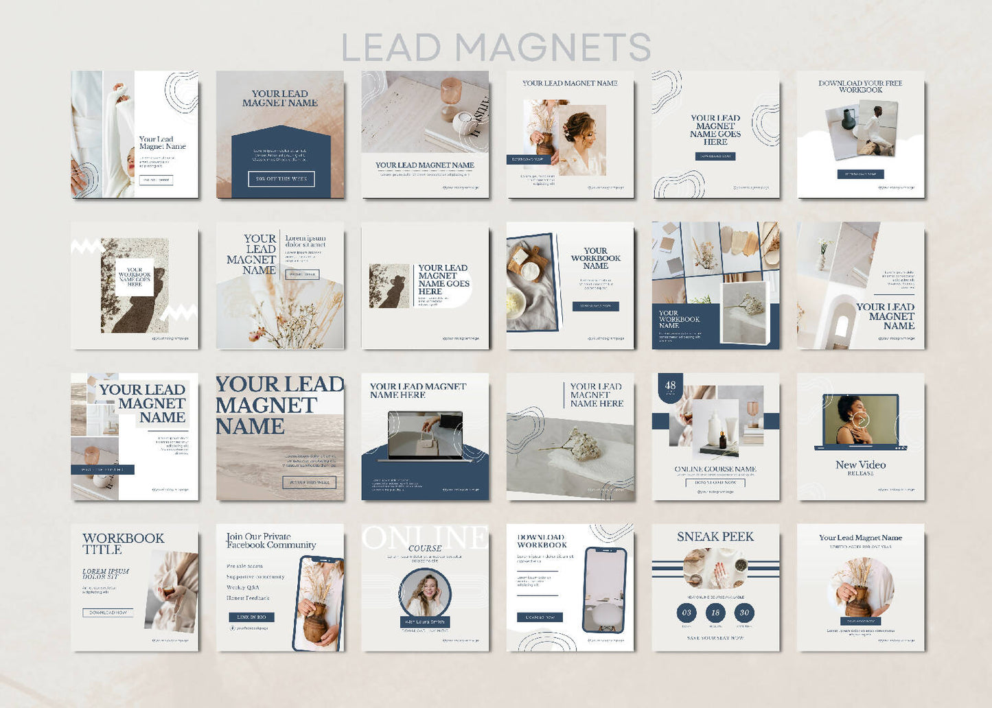 Instagram Multipurpose Canva Lead Magnet Template Bundle. Best for Coaching, Fashion, Social Media Management and Wellness.