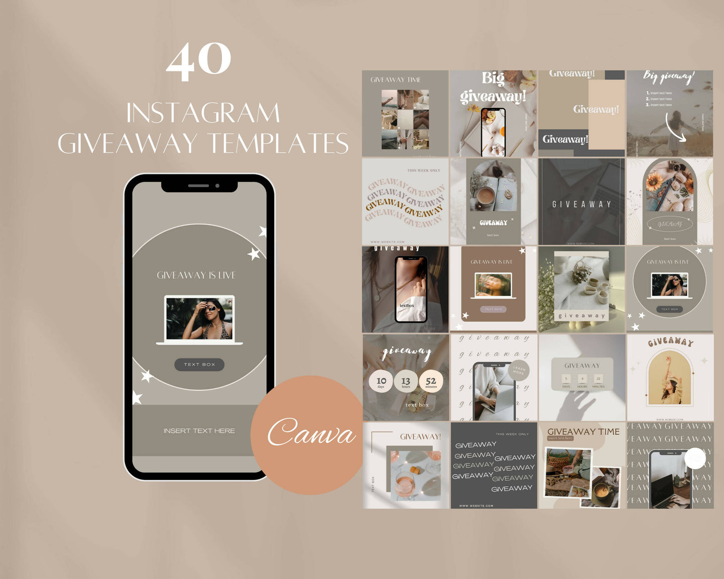 40 Instagram Giveaway Social Media Templates