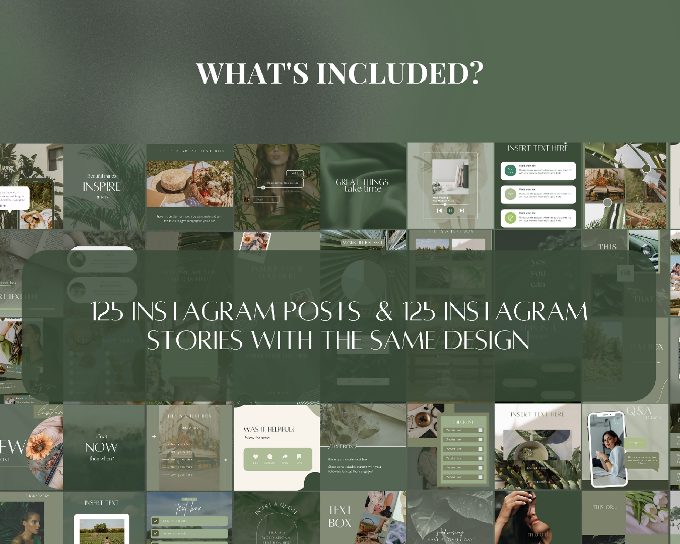 250 Green Instagram Templates, Green Social Media Tropical Instagram Post and Story Templates