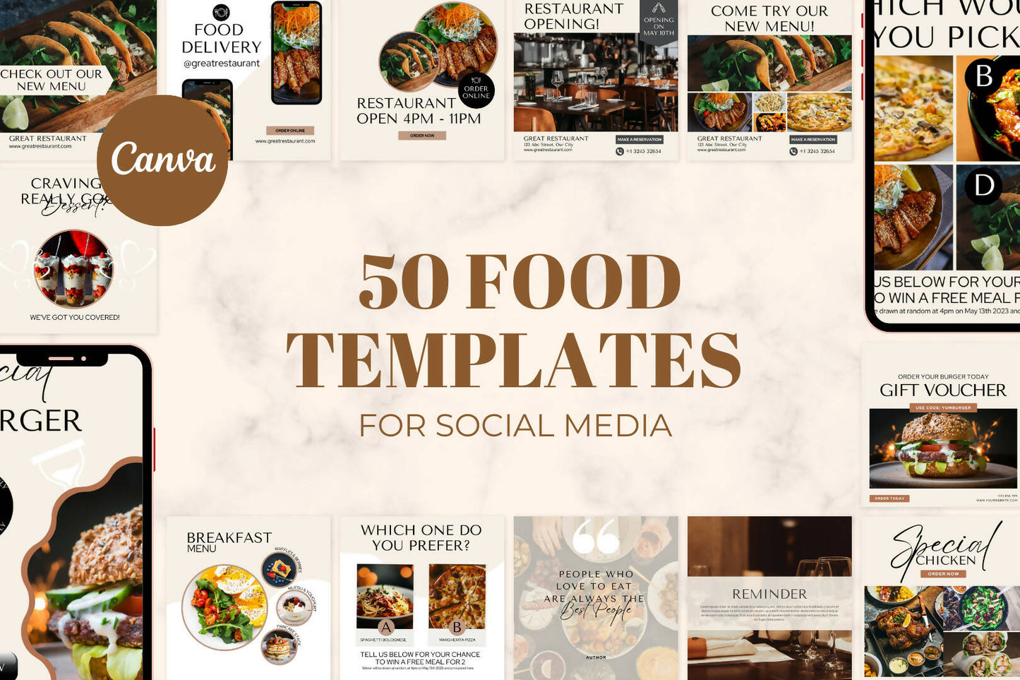 Delicious Delights: 50 Food Instagram Canva Templates