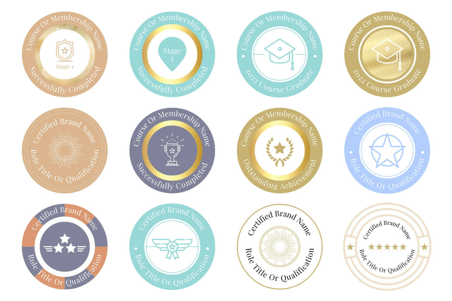 Achievement & Certification Badges Canva Template Pack