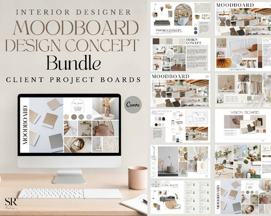 Moodboard Kit | Home Decor Design Concept Bundle | Client Presentation | Portfolio | E-Design | Home Decor Product Shopping List | Printable