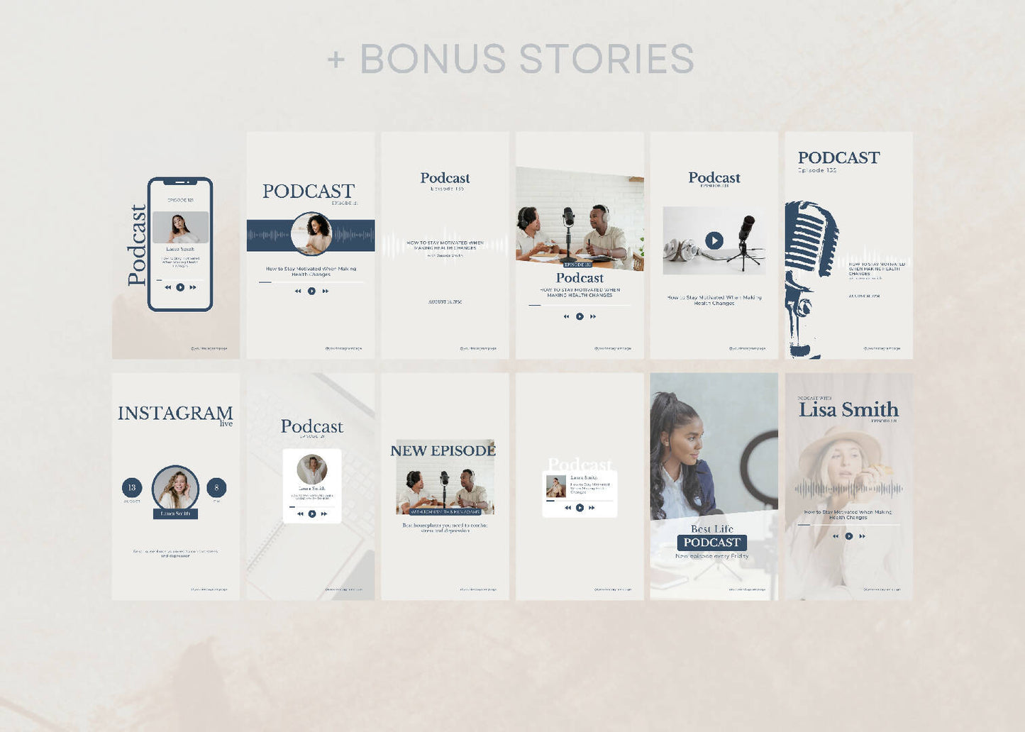 48 Instagram Multipurpose Canva Template Bundle For Podcast & Webinars. Best for Coaching, Fashion and Wellness.