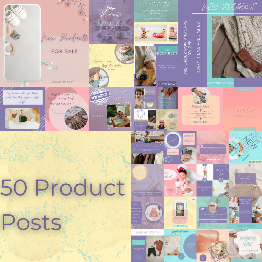 250 + Social Media Templates for Baby Clothes Businesses and Sellers